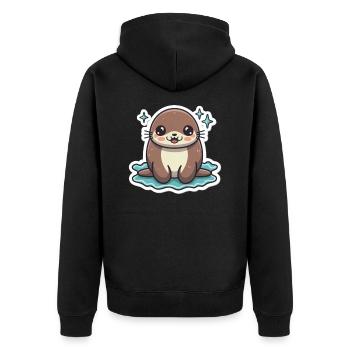 Amoureux des lions de mer - Veste à capuche bio Premium Unisexe - noir - Dos - Nico (187cm)