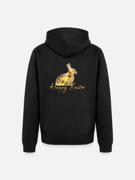 Happy Easter rabbit - Unisex Premium Organic Zip Hoodie - black