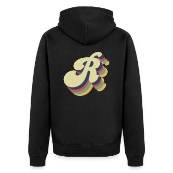 Retro-Buchstabe R - Unisex Premium Bio Zip Hoodie - Schwarz - Hinten - Nico (187cm)