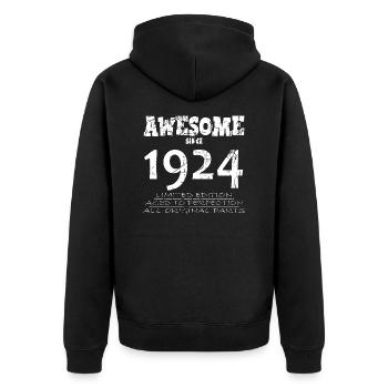 1924 - Legendary 100th Anniversary - Unisex Premium Organic Zip Hoodie - black - Back - Nico (187cm)