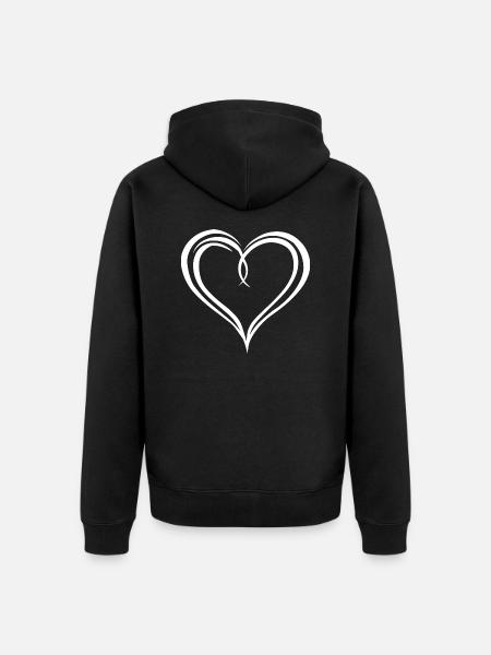Herz - Unisex Premium Bio Zip Hoodie - Schwarz