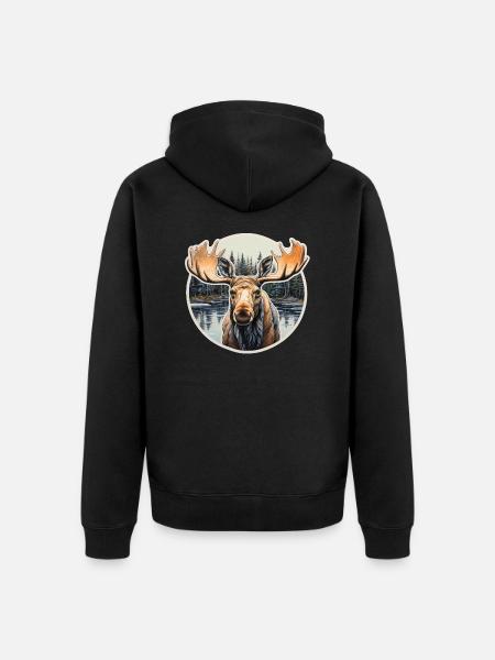 Moose in its natural environment - Unisex Premium Organic Zip Hoodie - black