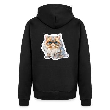 Persian cat chubby - Unisex Premium Organic Zip Hoodie - black - Back - Nico (187cm)