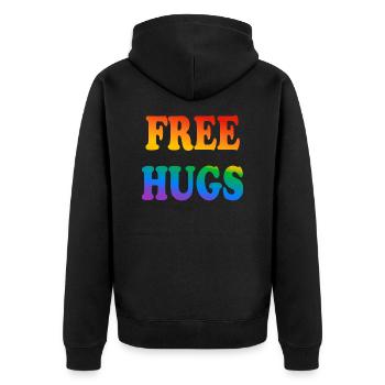 Kostenlose Umarmungen LGBTQ Pride - Unisex Premium Bio Zip Hoodie - Schwarz - Hinten - Nico (187cm)