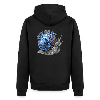 Tragen Sie Ihre Kunst - Unisex Premium Bio Zip Hoodie - Schwarz - Hinten - Nico (187cm)