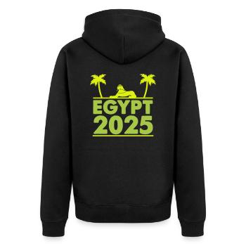 egypt 2025 - Unisex Premium Bio Zip Hoodie - Schwarz - Hinten - Nico (187cm)