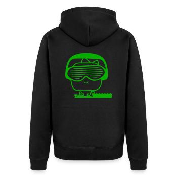 Süßer kleiner DJ Dinosaurier Mischpult Party Musik - Unisex Premium Bio Zip Hoodie - Schwarz - Hinten - Nico (187cm)