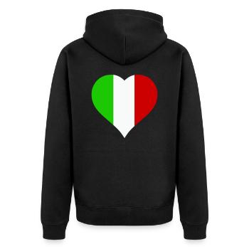 Heart Italy - Unisex Premium Organic Zip Hoodie - black - Back - Nico (187cm)