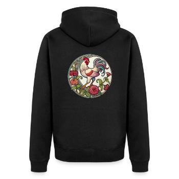 Chicken - Unisex Premium Organic Zip Hoodie - black - Back - Nico (187cm)