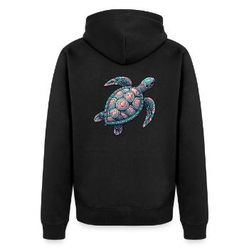 Dekorative Meeresschildkröte - Unisex Premium Bio Zip Hoodie - Schwarz - Hinten - Nico (187cm)