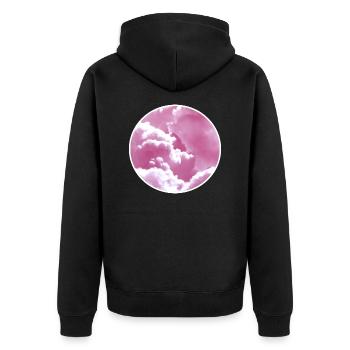 8E9A89CC 15CC 409A 99DD 26B41E0D4EF6 - Unisex Premium Bio Zip Hoodie - Schwarz - Hinten - Nico (187cm)