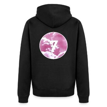 4EF00A83 8E69 4DC8 8A7D 1398B5C40235 - Unisex Premium Bio Zip Hoodie - Schwarz - Hinten - Nico (187cm)