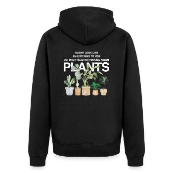 Dans mes pensées avec mes plantes - Veste à capuche bio Premium Unisexe - noir - Dos - Nico (187cm)