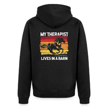 Horse therapy for the soul - Unisex Premium Organic Zip Hoodie - black - Back - Nico (187cm)