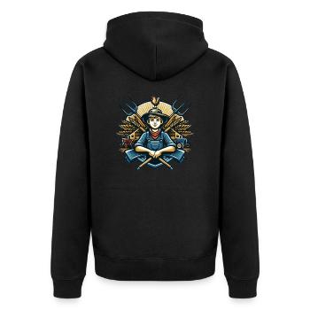 Logo du garçon du village - Veste à capuche bio Premium Unisexe - noir - Dos - Nico (187cm)