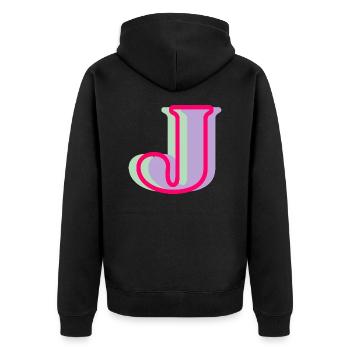 Multicolored letter j - Unisex Premium Organic Zip Hoodie - black - Back - Nico (187cm)