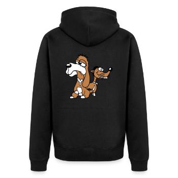 2 chiens équipe stupide deux amis équipage malheureux - Veste à capuche bio Premium Unisexe - noir - Dos - Nico (187cm)