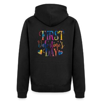 xoxo love you amore Blumen Frauen Valentinstag 14 - Unisex Premium Bio Zip Hoodie - Schwarz - Hinten - Nico (187cm)