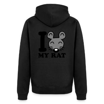 I Love My Rat Text Saying Mouse Cute Little Rat - Unisex Premium Organic Zip Hoodie - black - Back - Nico (187cm)
