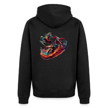 Motorrad,Motorcross dirtbike - Unisex Premium Bio Zip Hoodie - Schwarz - Hinten - Nico (187cm)