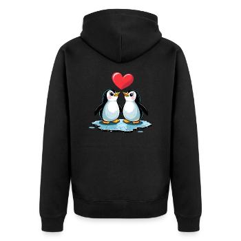 Style BD Pingouin En Couple Amoureux - Veste à capuche bio Premium Unisexe - noir - Dos - Nico (187cm)