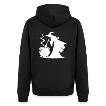 hexe kochtopf - Unisex Premium Bio Zip Hoodie - Schwarz - Hinten - Nico (187cm)