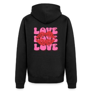 Lèvres d’amour rétro – Style Pop Art - Veste à capuche bio Premium Unisexe - noir - Dos - Nico (187cm)