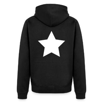Stern weiß - Unisex Premium Bio Zip Hoodie - Schwarz - Hinten - Nico (187cm)