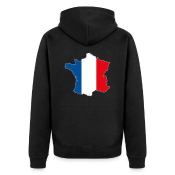 Carte de la France en bleu blanc rouge - Veste à capuche bio Premium Unisexe - noir - Dos - Nico (187cm)
