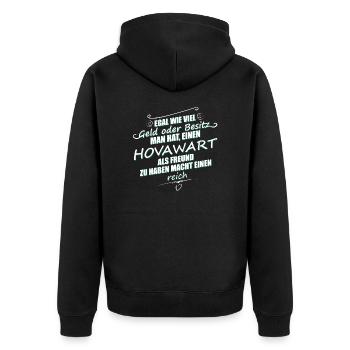 Hovawart Hund Geschenk reich - Unisex Premium Bio Zip Hoodie - Schwarz - Hinten - Nico (187cm)