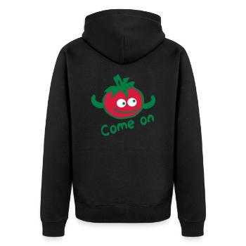 come on txt & red tomato - Unisex Premium Organic Zip Hoodie - black - Back - Nico (187cm)