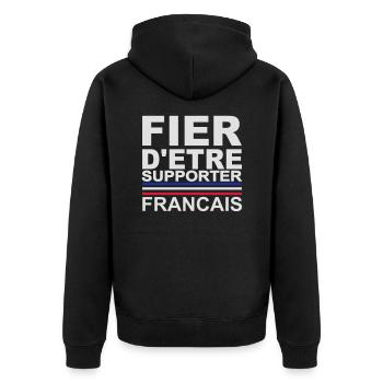 Fier d'être supporter Français - version 1 - Veste à capuche bio Premium Unisexe - noir - Dos - Nico (187cm)