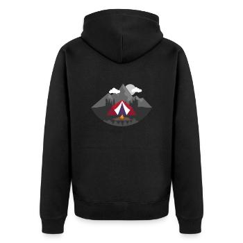 Bushcraft Clouds Mountain Wood Fire Sun Gift - Unisex Premium Organic Zip Hoodie - black - Back - Nico (187cm)