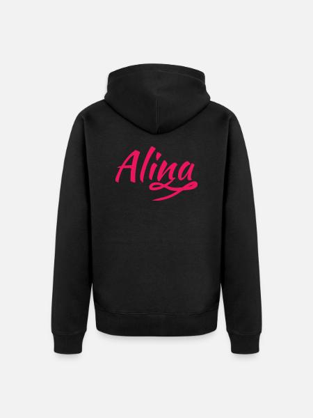 Nombre alina - Chaqueta con capucha prémium ecológica unisex - negro