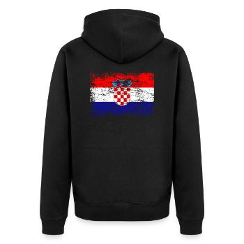 Flagge von Serbien - Unisex Premium Bio Zip Hoodie - Schwarz - Hinten - Nico (187cm)