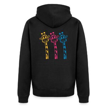 3 girafes de dessins animés drôles aux couleurs vives - Veste à capuche bio Premium Unisexe - noir - Dos - Nico (187cm)