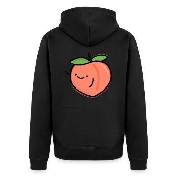 Peach - Unisex Premium Organic Zip Hoodie - black - Back - Nico (187cm)