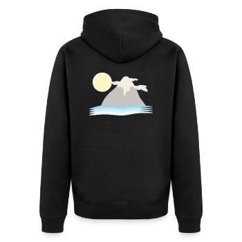 Berg Berge - Unisex Premium Bio Zip Hoodie - Schwarz - Hinten - Nico (187cm)