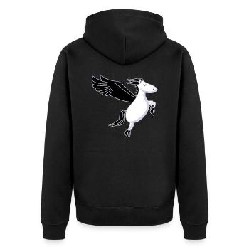 Pegasus - Unisex Premium Organic Zip Hoodie - black - Back - Nico (187cm)