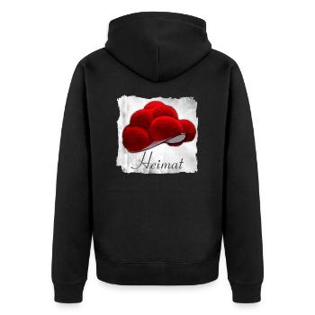 Bollenhut Heimat Schwarzwald 1.6 - Unisex Premium Bio Zip Hoodie - Schwarz - Hinten - Nico (187cm)