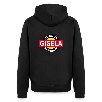 Née en Allemagne, Gisela, née en Allemagne - Veste à capuche bio Premium Unisexe - noir - Dos - Nico (187cm)