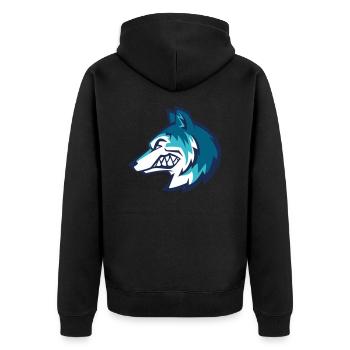 Wolf - Unisex Premium Bio Zip Hoodie - Schwarz - Hinten - Nico (187cm)
