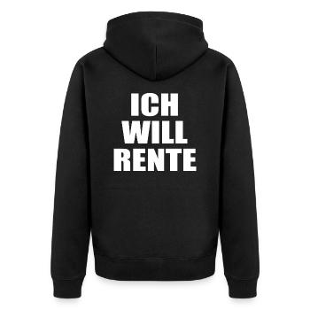 Ich Will Rente - Unisex Premium Bio Zip Hoodie - Schwarz - Hinten - Nico (187cm)