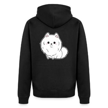 Zwergspitz - Unisex Premium Bio Zip Hoodie - Schwarz - Hinten - Nico (187cm)