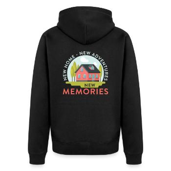 Housewarming New Home New Adventures New Memories - Unisex Premium Bio Zip Hoodie - Schwarz - Hinten - Nico (187cm)