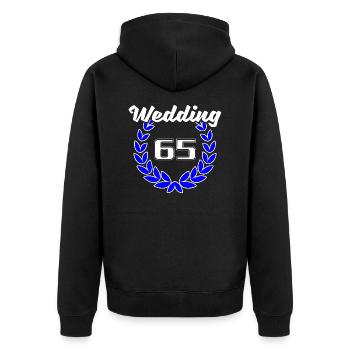 Berlin Wedding 65 Bezirk Logo - Unisex Premium Bio Zip Hoodie - Schwarz - Hinten - Nico (187cm)
