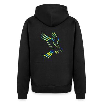 Peace Dove Ukraine - Unisex Premium Bio Zip Hoodie - Schwarz - Hinten - Nico (187cm)