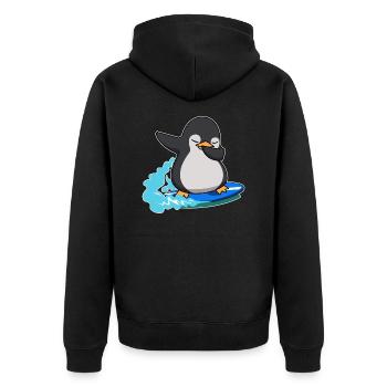 dab dabbing pinguin surfen königspinguin birthday - Unisex Premium Bio Zip Hoodie - Schwarz - Hinten - Nico (187cm)