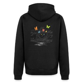 In the objective - Unisex Premium Organic Zip Hoodie - black - Back - Nico (187cm)