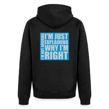 I m not arguing - Unisex Premium Organic Zip Hoodie - black - Back - Nico (187cm)